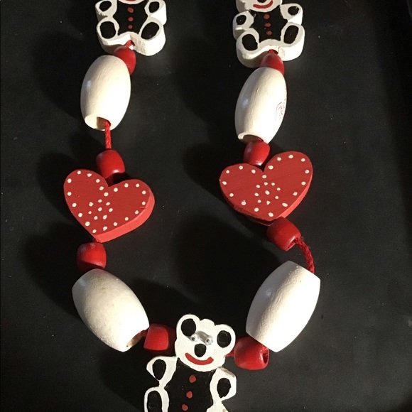 ★❦꒒ik୧⌵♡⌵N୧w❦★ AUCTION PRICE 👩🏻‍⚖️Vintage Chunky Wood Bear Necklace - Picture 3 of 3